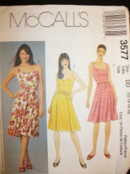 3577  MCCALLS SLEEVELESS FLARE PLEATED DRESS,  BELT PATTERN 4-10 OR 12-18 CHOICE UNCUT